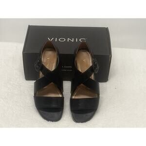 Vionic Pacifica Women's Strappy Comfort Sandal Black Size 6.5